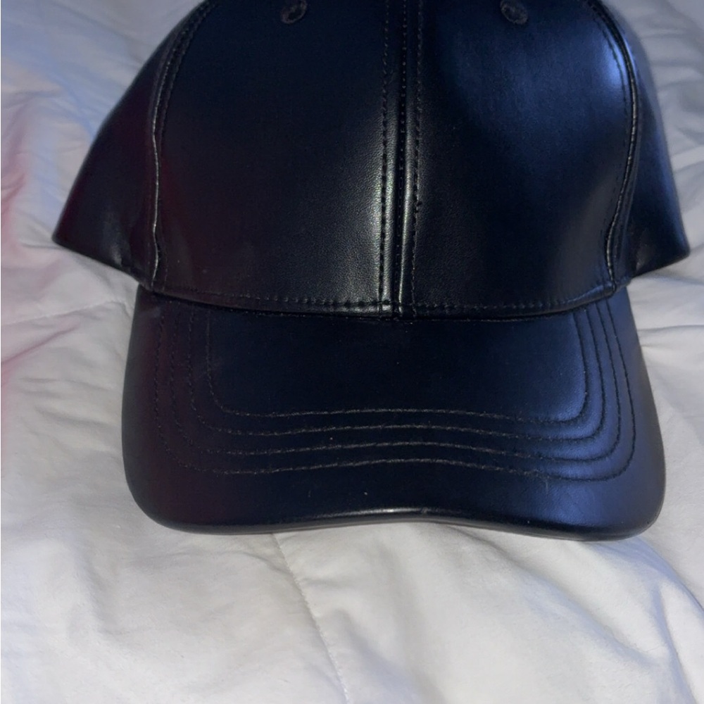 Black faux Leather Baseball Cap